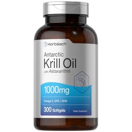 Horbäach Antarctic Krill Oil 1000mg 300 Cápsulas - Cardioprotección - Antioxidante - Omega-3 - Elasticidad - Hecho en USA