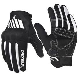 Harssidanzar Motorcycle Gloves for Men Touchscreen Cycling Gloves with Hard Knuckle Mountain Motorcross Dirt Bike Bicycle Racing SM058US,Black/White,Size L