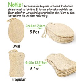 AiYoYo Pack of 10 Natural Loofah Sponges with Cord Loofah Sponges Kitchen Loofah Sponge Washable Plastic Free Biodegradable Cleaning Sponge for Kitchen (Light Colour)