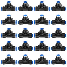 QIMEI-SHOP Pneumatic Connector T Pneumatic Connector 8 mm to 6 mm to 8 mm Pneumatic Fittings Push In Quick Coupling Quick Connector for Air Pack of 20