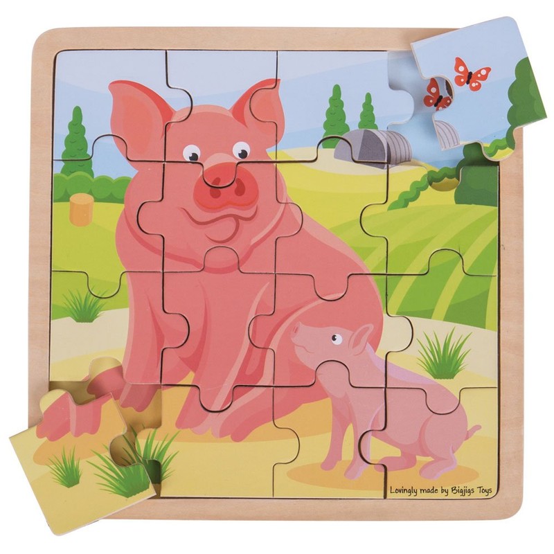 Bigjigs Toys Wooden Chunky Pig & Piglet Jigsaw Puzzle