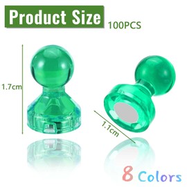 Gowkeey Magnete 100 Stück Mini Magnet für Magnettafel, 11 x 17mm Whiteboard Magnete,8 Farben, Kunststoffmagnet Kegelmagnete Kühlschrank Magnete für Magnettafel, Whiteboard
