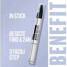 Maybelline New York Tattoo Brow Lift Stick für Augenbrauen, volle Laminierwirkung, wasserdicht, 24 Stunden, langer Halt mit Spitze aus Wachs und Kamm, Farbe 00 transparent, 2 Kosmetik