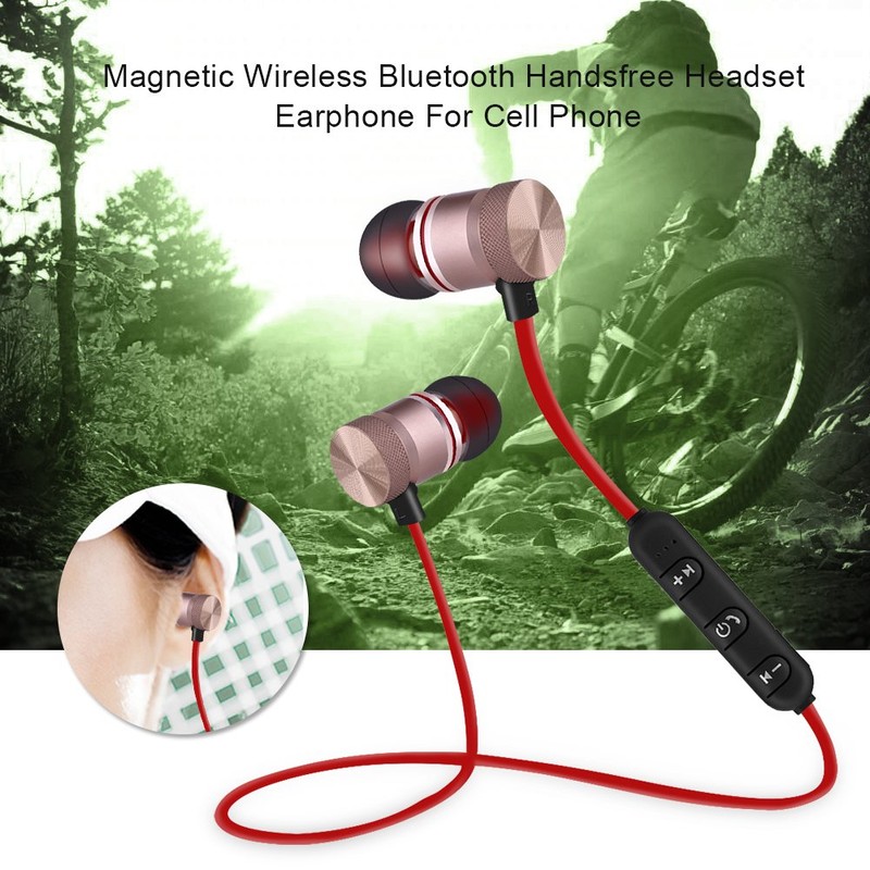 VBESTLIFE Magnetic Wireless Bluetooth Sports Headphones Headset for Android (Golden)