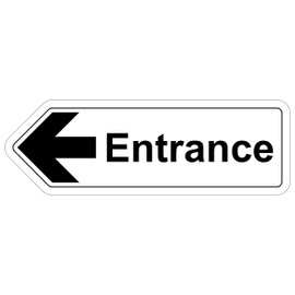 V Safety Shaped Safety Sign - Entrance Arrow Left - 300X100-2MM Rigid Plastic