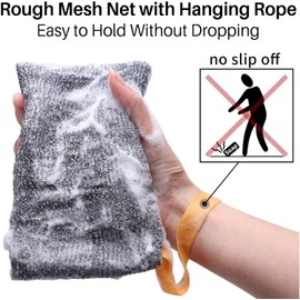 Antimbee Paquete De 6 Bolsas De Jabón Exfoliante De Bolsillo, Exfoliante De Esponja Áspera Para El Baño O La Ducha, Barra De Malla, Bolsa De Espuma De Jabón 6 Unidades (Paquete De 1) Gris
