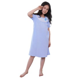 BANGSAUR Girls Nightgown, Christmas Cotton Sleepwear Nightie Sleeper Gown 3-15 Years(Skyway, 5-6X)