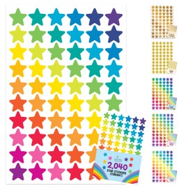 Decorably 2,040 Vibrant Star Stickers for Kids Reward Chart - 34 Colorful Star Sticker Sheets for Kids Reward Chart, Classroom Activities, Positive Reinforcement, Arts & Crafts, Scrapbooking