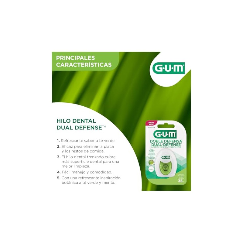 GUM Hilo Dental Té Verde Carrete de 35 m, doble