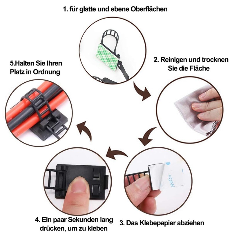 Aghoer 50pcs Black Nylon Adjustable Cable Lock Cable Clips