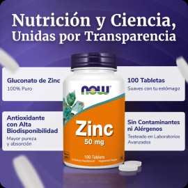 Suplemento Tabletas Now Imunidade Minerales Zinco 100g
