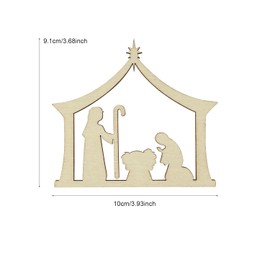 30 Pack 4 Inch Wood Nativity Cutouts Unfinished Wooden Bethlehem Nativity Hanging Ornaments DIY Bethlehem Nativity Craft Gift Tags for Home Party Decoration Craft Project