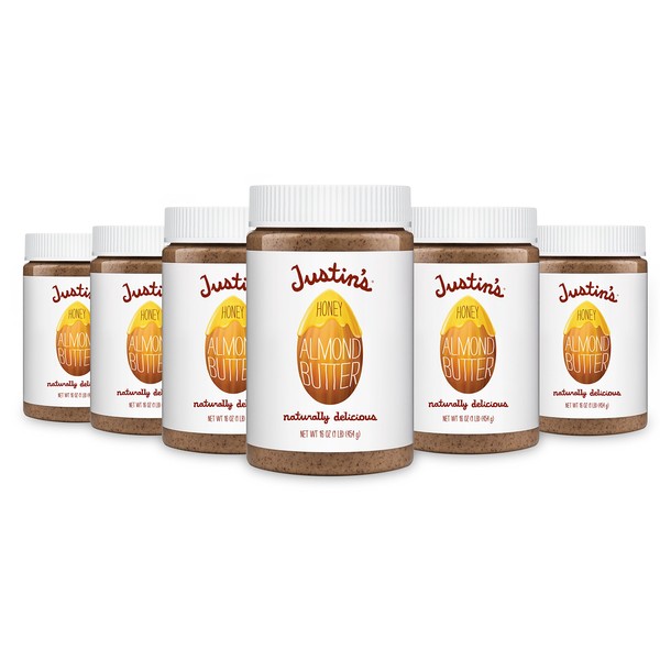 Justin's Honey Almond Butter, No Stir, Gluten-free, Non-GMO, Responsibly Sourced, 16 Ounce Jar (6 Pack)