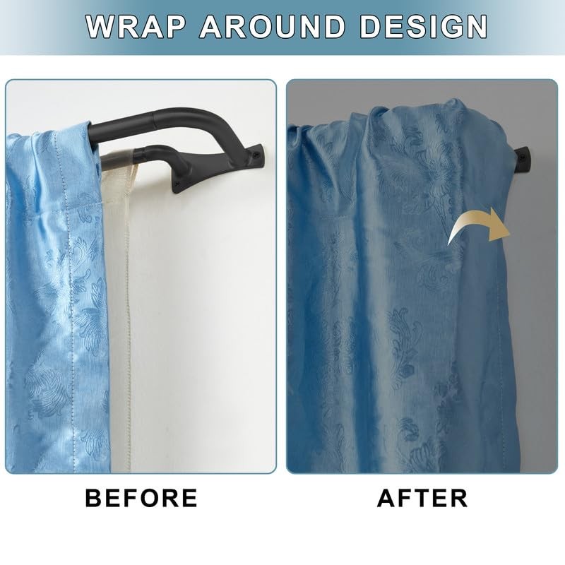 Yun Nephele Double Curtain Rods 28-48 Inch, Wrap Around, Room