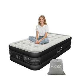 Air Mattress Twin with Built-in Pump, 18" Height, Up to 500 lbs Black