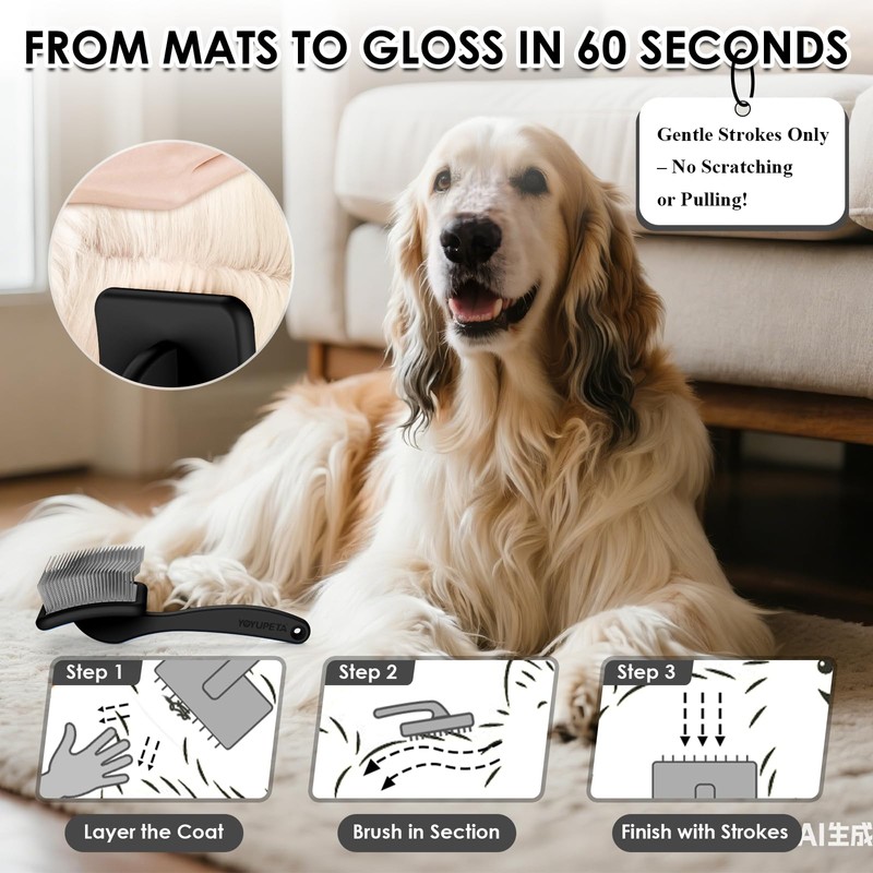 Large 3 in 1 Long Pin Dog Slicker Grooming Brush