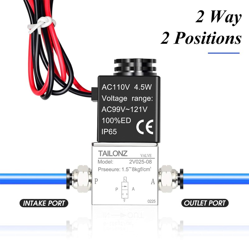 TAILONZ PNEUMATIC 1/4 Inch BSP 110V 2 Way Normally Closed
