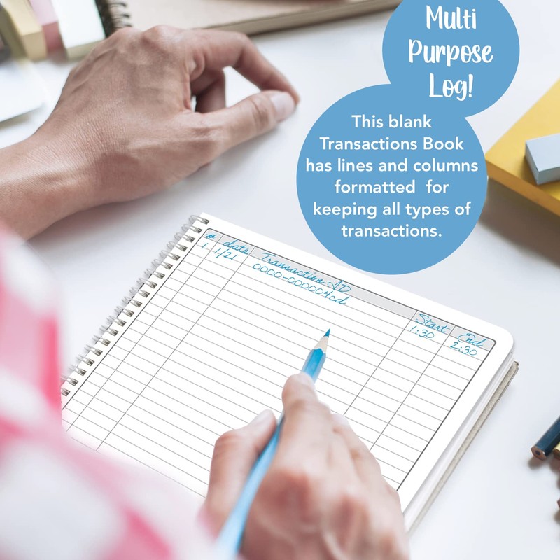 BookFactory Transaction Log Book Transactions Notebook Ledger Register - Wire-O,