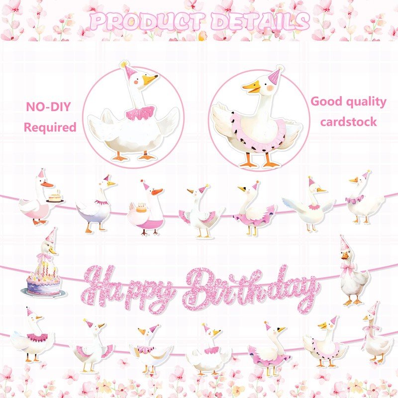 3pcs Goose Theme Garlands Banner Cute Farm Animal Geese Party