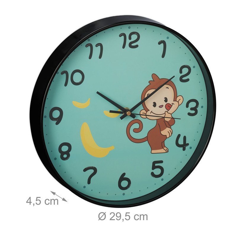 Relaxdays Monkey Wall Clock, Diameter 29.5 cm, Monkey Clock for