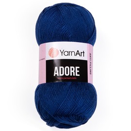 1 hilo de madeja Art Adore, hilo antibolitas, 100% acrílico antibolitas, 100 g (3.5 oz), 280 m (306 yd), 3 : Light DK, Dark Blue - 349