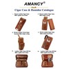 AMANCY Premium 3- Finger Brown Leather Cigar Case, Cedar Wood