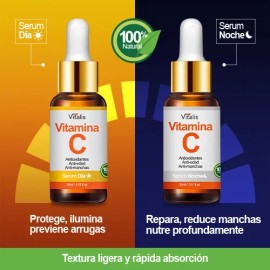 Kit Serum Vitamina C Día + Serum Noche Antimanchas Antiedad