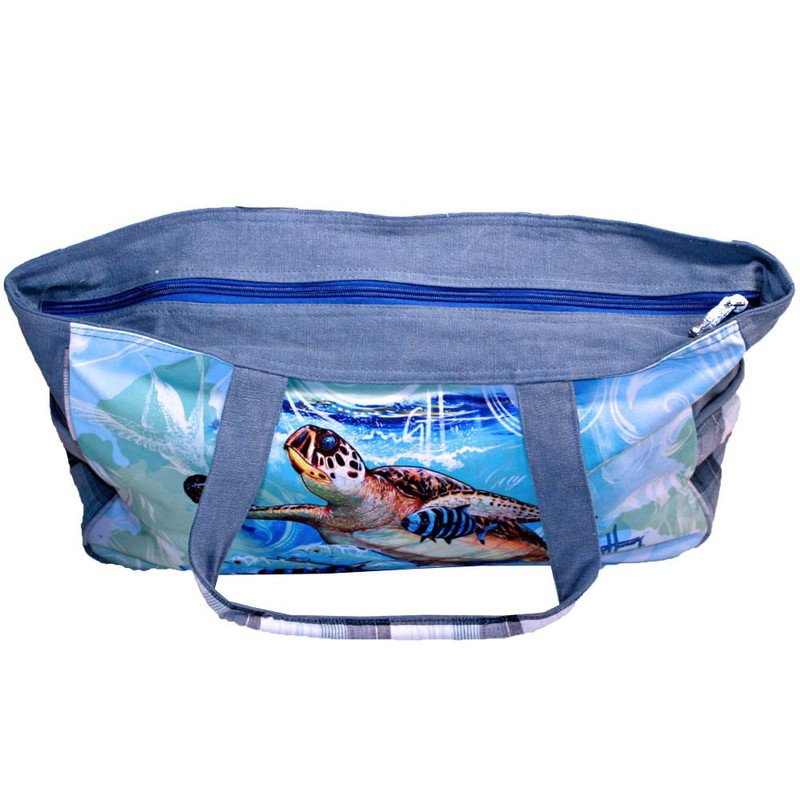 Guy Harvey Blue Ocean Sea Turtle Large Shoulder Beach Tote