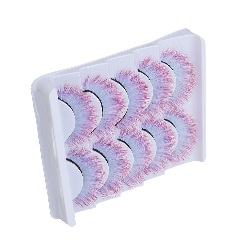 5pcs Colorful Eyelashes Dramatic Gradient Color False Eyelashes Fluffy 3D