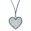 Großer Silberner Herzanhänger für Frauen - Halskette mit Schwarzer Antelina-Kette