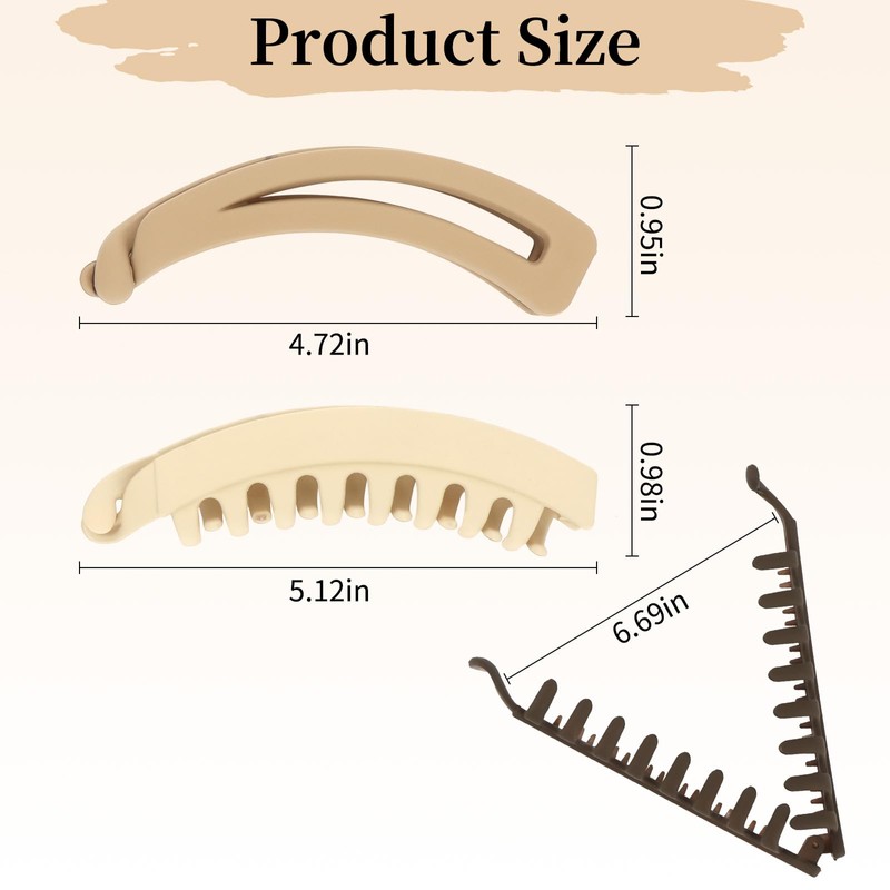 6 PCS Banana Clip Matte Banana Hair Clips for Thin