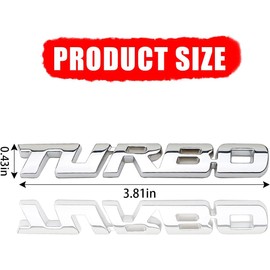 XINLIYA Turbo Car Emblem, 2 PCS 3D Metal Turbo Badge for Auto Side Body Fender Trunk, Automotive Replacement Decoration Decal Sticker, Tailgate Letter Nameplate for All Cars, Truck, SUV (Silver)