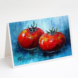 Caroline's Treasures Vegetables - Tomatoes Red Toes Greeting Cards Pack of 8 Blank Cards with Envelopes Whimsical A7 Size 5x7 Blank Note Cards