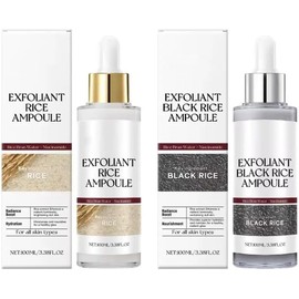 Rice Enzyme & Black Rice Peel Set Exfoliating Facial 200ml Gentle Skin Polishing Ampoules for Dullness, Daily Brightening Duo & Pore Refining Treatment