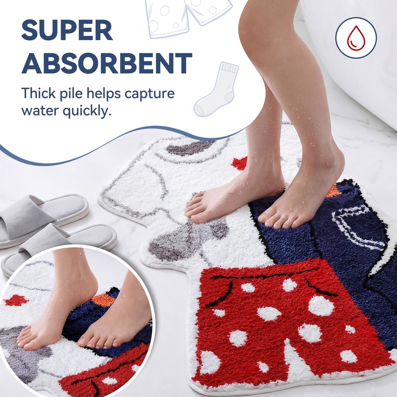 TRUEDAYS Cute Bath Mat - Bathroom Rugs with Laundry Clothes