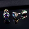 Pack of Round CZ Titanium Screw Flat Back Earrings Hypoallergenic