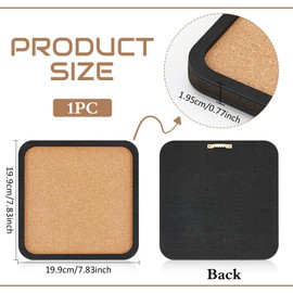BENECREAT Pin Board Square Cork Board, 2cm Thick Bulletin Display Board Wall Mounted Cork Board for Brooch Pin Storage, Office Home Festival Wedding Decor, 19.9x19.9cm
