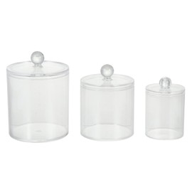 STOBAZA 3pcs Transparent Desktop Storage Boxes with Lids for Cotton Swabs Makeup Remover and Accessories for Home Bathroom and Dressing Table Organization