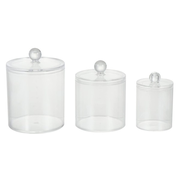 STOBAZA 3pcs Transparent Desktop Storage Boxes with Lids for Cotton