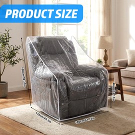Thickened Plastic Armchair Cover, Heavy Duty Plastic Recliner Cover Furniture Covers, Dust-proof Moving Bags, Clear Vinyl Waterproof Living Room Chairs Slipcover for Storage and Moving - 40" W