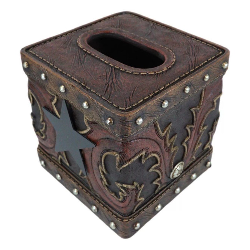 Rustic Western Lone Star Cowboy Country Bootcut Tissue Box Holder