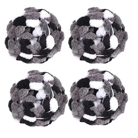 4 Balls Pom Bomb Yarn,100% Polyester Pomp-A-Doodle Jelly Bean POM-POM Ball Yarn for Crochet Knitting Blanket Mat Pet Nest 500g (Lovely Panda, L)