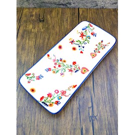 Portuguese Pottery Alcobaça Ceramic Serving Rectangular Platter Floral