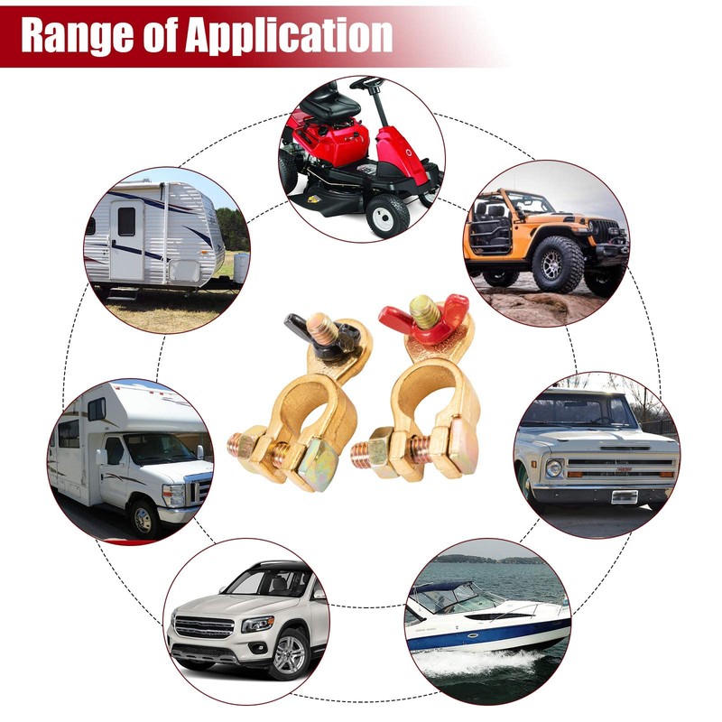 CZC AUTO Battery Terminals Solid Brass Clamps Connectors with Color
