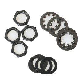 DGBRSM 4 Sets 3/8" Guitar Nut Flat Washer and Locking Washer Metal Hex Nut for US CTS Pots and Jacks, Black
