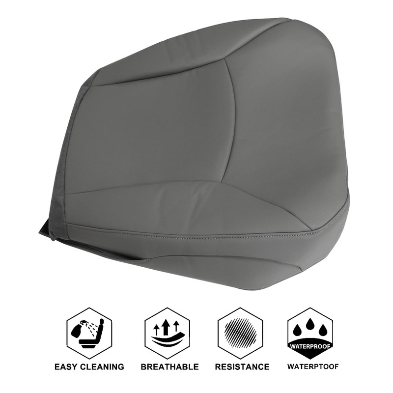 NLQR Driver Side Bottom Replacement Seat Cover Microfiber Leather Gray