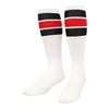 TCK Retro 3 Stripe Tube Socks (Black/Scarlet, Medium)