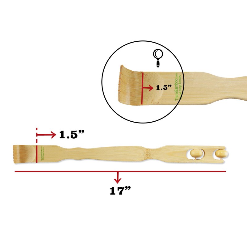 BambooMN 17 Inch Bamboo Wooden Back Scratcher Smooth Massage Roller