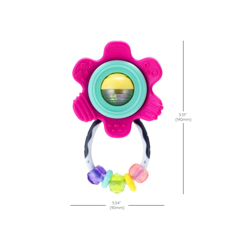 Infantino Spin & Teethe Gummy Pink Flower Rattle - Easy