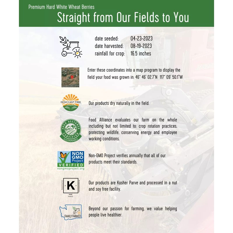 Palouse Brand Hard White Wheat Berries 25 lb Bucket